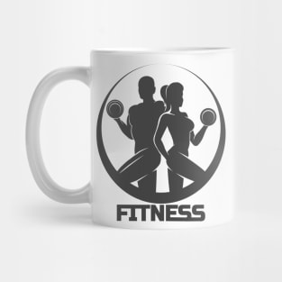 Bodybuilder Fitness Gym Woman and Man Athletic Club Logo Design Mug